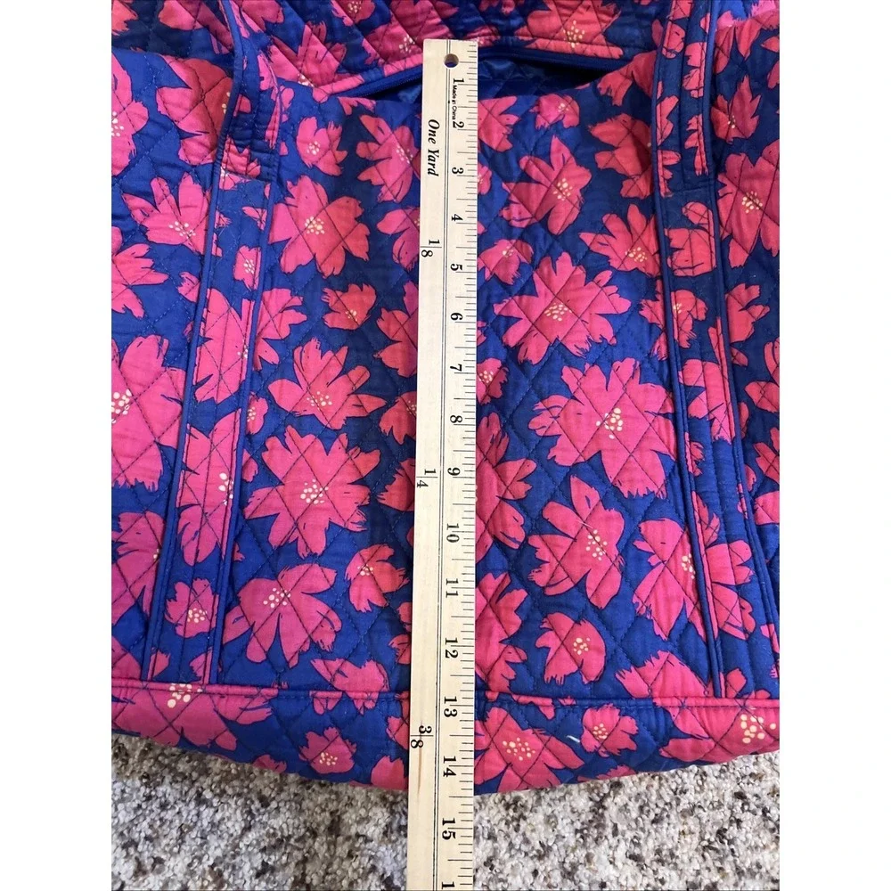 Vera Bradley New Large Duffel Bag Blue Pink Floral 2 Handles Quilt $85 Zip‎